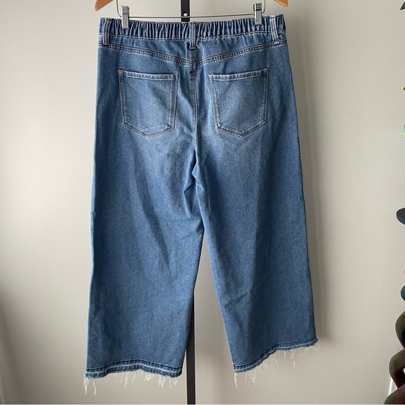 Rachel Roy Wide Leg Denim Jeans Fray Raw Hem Size 12 / 31 - Picture 2 of 7